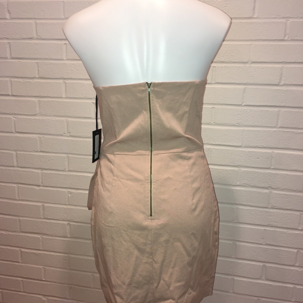 NWT 4si3nna Raiza Side Tie Dress Small Taupe - Picture 5 of 6